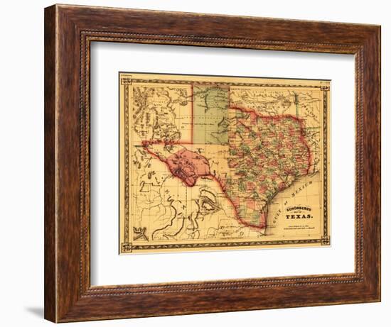 Texas - Panoramic Map-Lantern Press-Framed Art Print