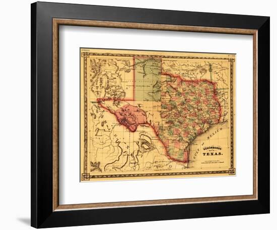 Texas - Panoramic Map-Lantern Press-Framed Art Print