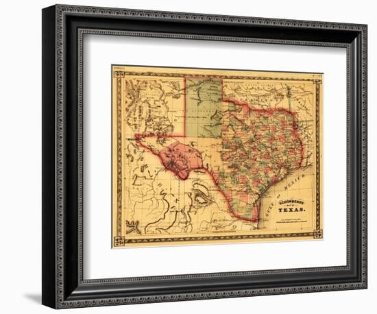 Texas - Panoramic Map-Lantern Press-Framed Art Print