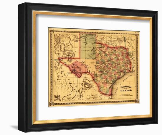 Texas - Panoramic Map-Lantern Press-Framed Art Print