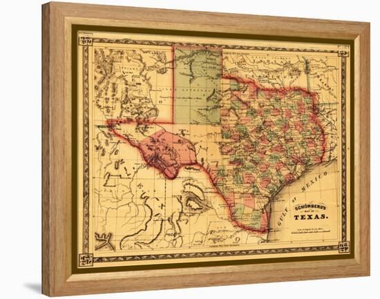 Texas - Panoramic Map-Lantern Press-Framed Stretched Canvas