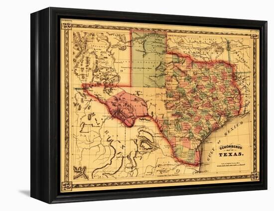 Texas - Panoramic Map-Lantern Press-Framed Stretched Canvas