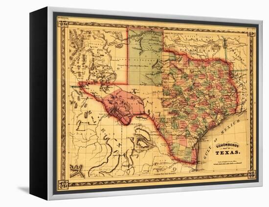 Texas - Panoramic Map-Lantern Press-Framed Stretched Canvas