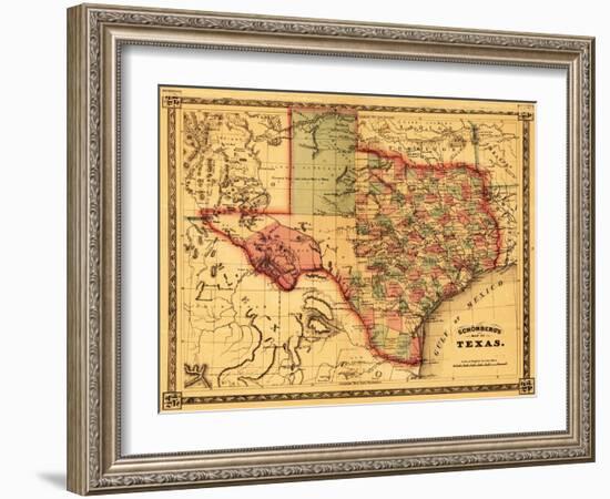 Texas - Panoramic Map-Lantern Press-Framed Art Print