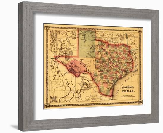 Texas - Panoramic Map-Lantern Press-Framed Art Print