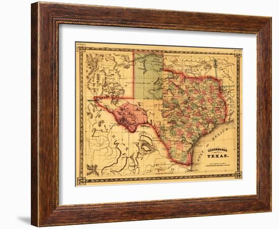 Texas - Panoramic Map-Lantern Press-Framed Art Print