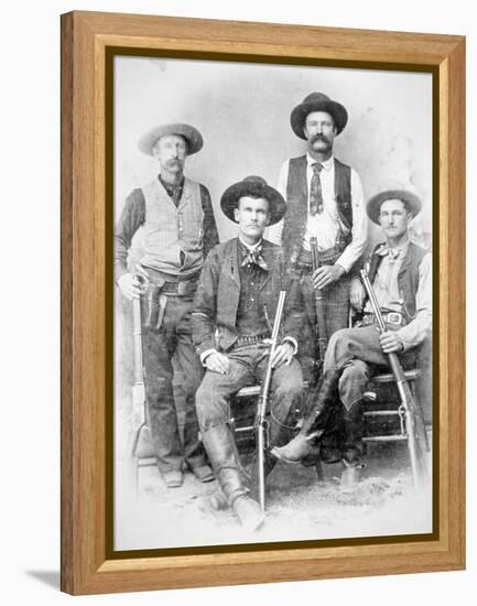 Texas Rangers Armed with Revolvers and Winchester Rifles, 1890 (B/W Photo)-American Photographer-Framed Premier Image Canvas