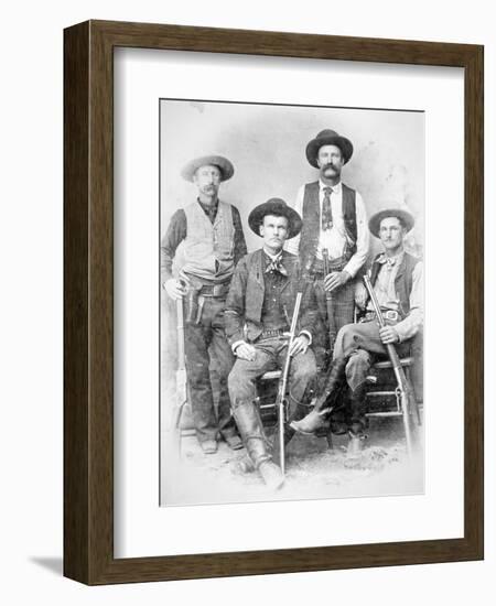 Texas Rangers Armed with Revolvers and Winchester Rifles, 1890 (B/W Photo)-American Photographer-Framed Premium Giclee Print