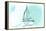 Texas - Sailboat - Teal - Coastal Icon-Lantern Press-Framed Stretched Canvas