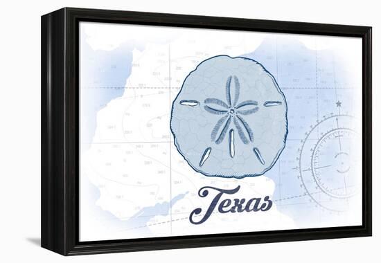 Texas - Sand Dollar - Blue - Coastal Icon-Lantern Press-Framed Stretched Canvas