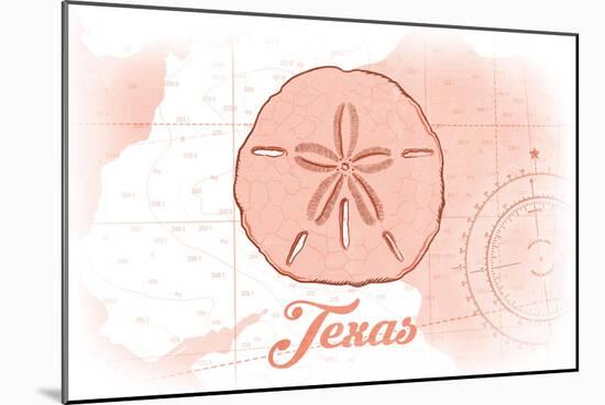 Texas - Sand Dollar - Coral - Coastal Icon-Lantern Press-Mounted Art Print