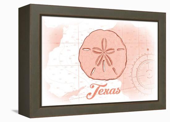 Texas - Sand Dollar - Coral - Coastal Icon-Lantern Press-Framed Stretched Canvas