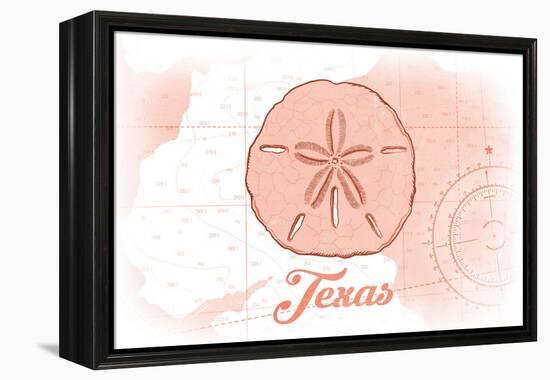 Texas - Sand Dollar - Coral - Coastal Icon-Lantern Press-Framed Stretched Canvas