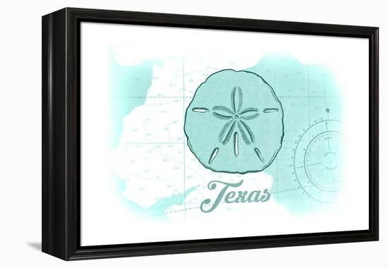 Texas - Sand Dollar - Teal - Coastal Icon-Lantern Press-Framed Stretched Canvas