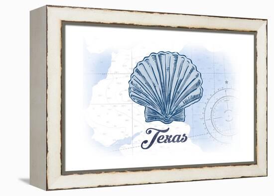 Texas - Scallop Shell - Blue - Coastal Icon-Lantern Press-Framed Stretched Canvas