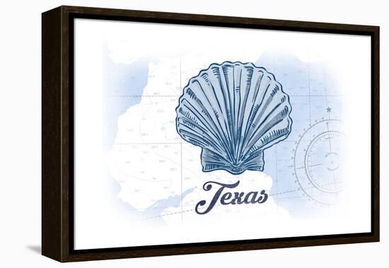 Texas - Scallop Shell - Blue - Coastal Icon-Lantern Press-Framed Stretched Canvas