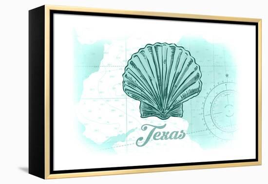 Texas - Scallop Shell - Teal - Coastal Icon-Lantern Press-Framed Stretched Canvas