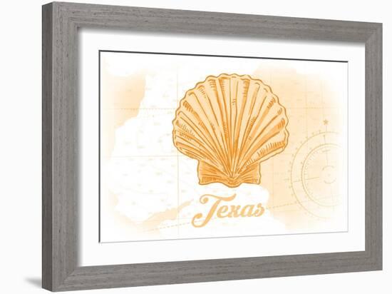 Texas - Scallop Shell - Yellow - Coastal Icon-Lantern Press-Framed Art Print