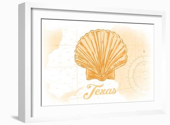 Texas - Scallop Shell - Yellow - Coastal Icon-Lantern Press-Framed Art Print