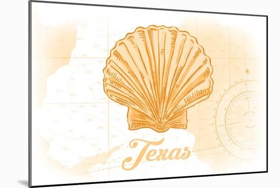 Texas - Scallop Shell - Yellow - Coastal Icon-Lantern Press-Mounted Art Print