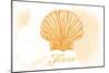 Texas - Scallop Shell - Yellow - Coastal Icon-Lantern Press-Mounted Art Print