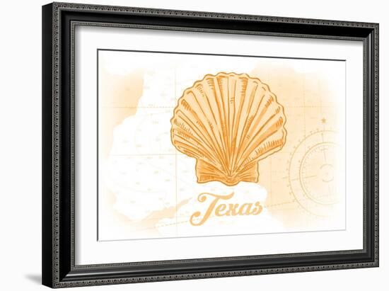 Texas - Scallop Shell - Yellow - Coastal Icon-Lantern Press-Framed Art Print