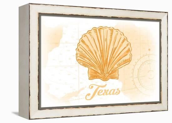 Texas - Scallop Shell - Yellow - Coastal Icon-Lantern Press-Framed Stretched Canvas