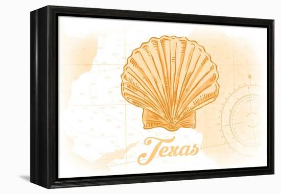 Texas - Scallop Shell - Yellow - Coastal Icon-Lantern Press-Framed Stretched Canvas