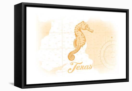 Texas - Seahorse - Yellow - Coastal Icon-Lantern Press-Framed Stretched Canvas