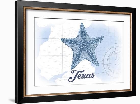 Texas - Starfish - Blue - Coastal Icon-Lantern Press-Framed Art Print