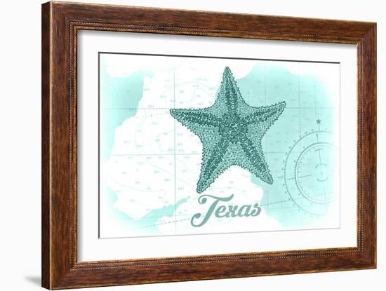 Texas - Starfish - Teal - Coastal Icon-Lantern Press-Framed Art Print