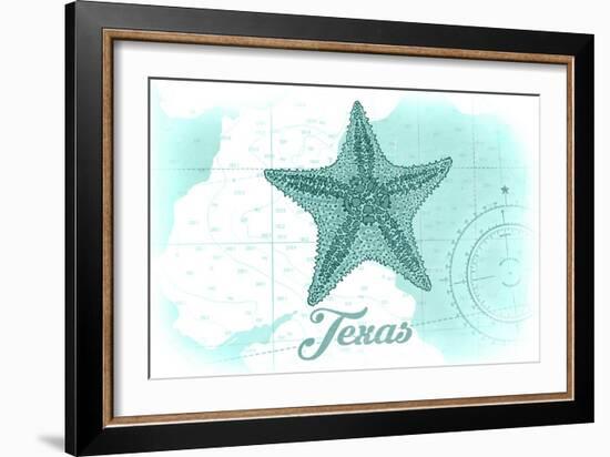 Texas - Starfish - Teal - Coastal Icon-Lantern Press-Framed Art Print