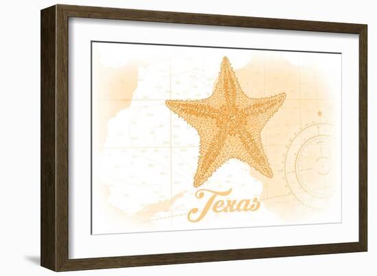 Texas - Starfish - Yellow - Coastal Icon-Lantern Press-Framed Art Print