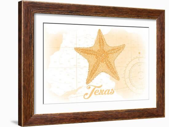 Texas - Starfish - Yellow - Coastal Icon-Lantern Press-Framed Art Print
