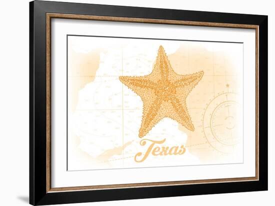 Texas - Starfish - Yellow - Coastal Icon-Lantern Press-Framed Art Print