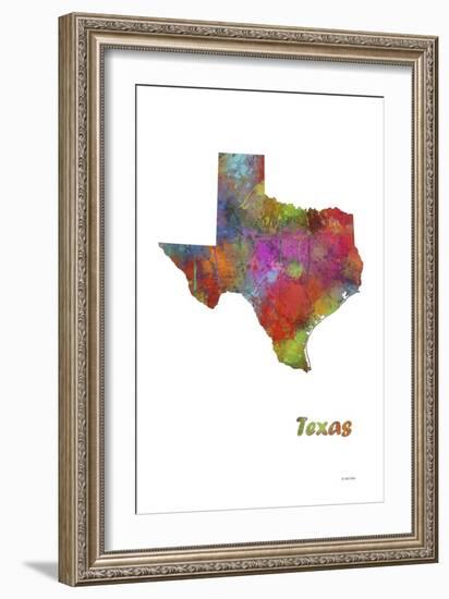 Texas State Map 1-Marlene Watson-Framed Giclee Print