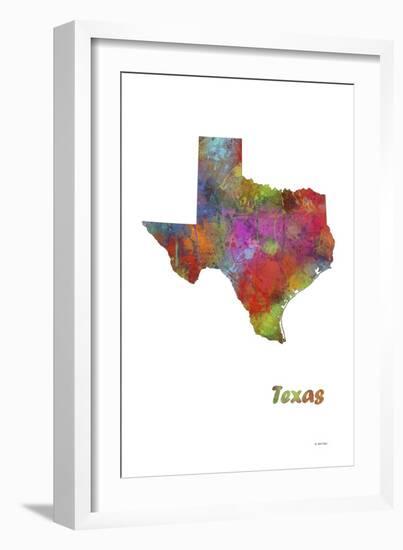 Texas State Map 1-Marlene Watson-Framed Giclee Print