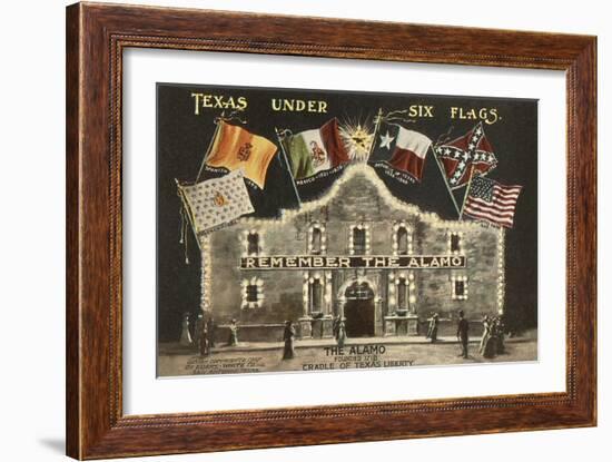 Texas under Six Flags, Alamo, San Antonio, Texas-null-Framed Art Print