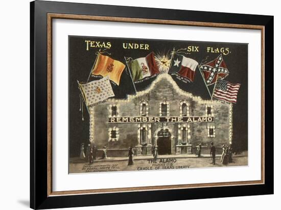 Texas under Six Flags, Alamo, San Antonio, Texas-null-Framed Art Print