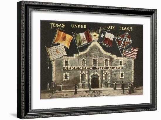 Texas under Six Flags, Alamo, San Antonio, Texas-null-Framed Art Print