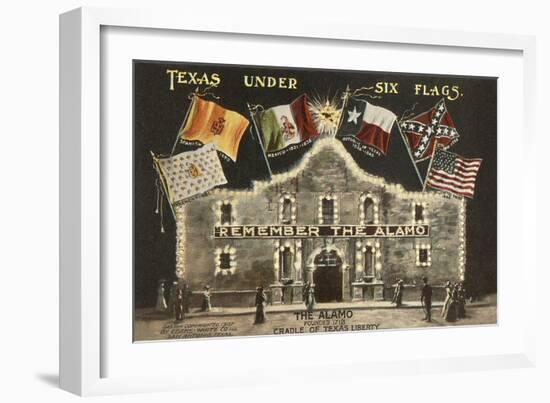 Texas under Six Flags, Alamo, San Antonio, Texas-null-Framed Premium Giclee Print