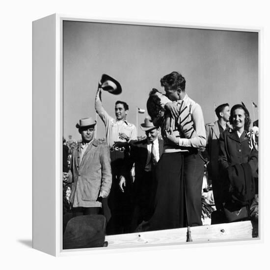 Texas University Students Kissing After a Close Football Victory over Southern Methodist University-Joe Scherschel-Framed Premier Image Canvas