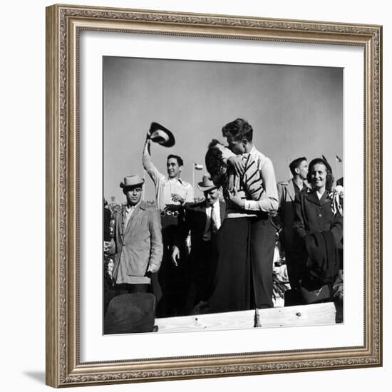 Texas University Students Kissing After a Close Football Victory over Southern Methodist University-Joe Scherschel-Framed Photographic Print