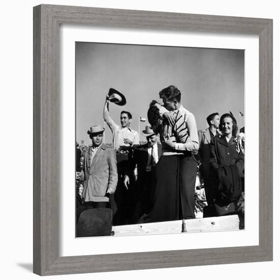 Texas University Students Kissing After a Close Football Victory over Southern Methodist University-Joe Scherschel-Framed Photographic Print