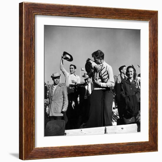 Texas University Students Kissing After a Close Football Victory over Southern Methodist University-Joe Scherschel-Framed Photographic Print