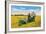 Texas - View of Farmers Harvesting Grain on a John Deere Tractor, c.1940-Lantern Press-Framed Art Print