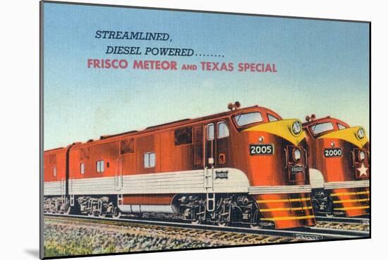 Texas - View of the Frisco Meteor and Texas Special Trains-Lantern Press-Mounted Art Print