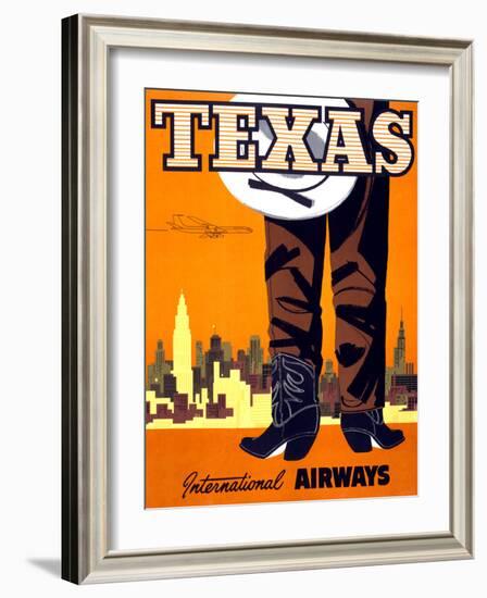 "Texas" Vintage Travel Poster, International Airways-Piddix-Framed Art Print