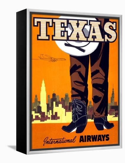 "Texas" Vintage Travel Poster, International Airways-Piddix-Framed Stretched Canvas
