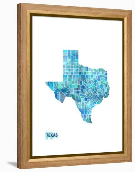 Texas Watercolor Map-Michael Tompsett-Framed Stretched Canvas